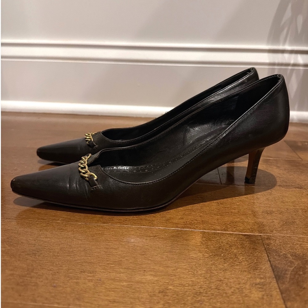 Brooks Brothers‎ Womens 7 Brown Leather Pointed Toe Heels Made in Italy Office